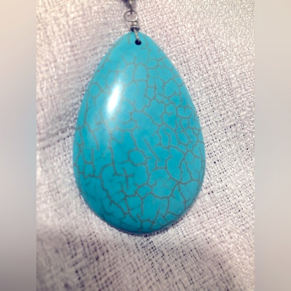 Aqua and silver adjustable necklace, long length. - Picture 6 of 8